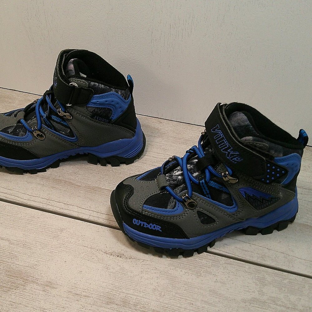 Vitike Kids Hiking Winter Snow Boots Blue Black Camo Waterproof Cleats Size 10.5 - Picture 2 of 9